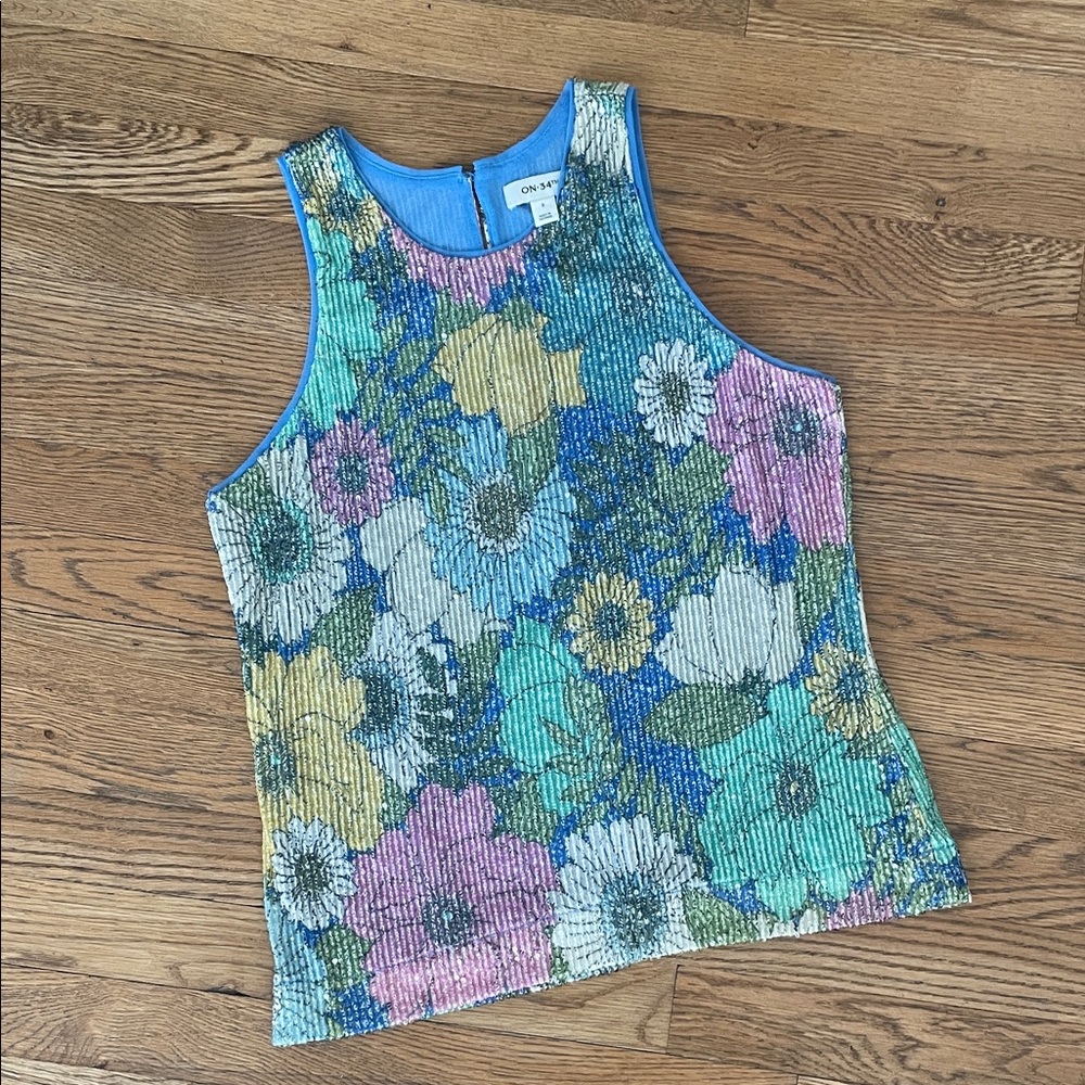 Floral Sequin Tank Top